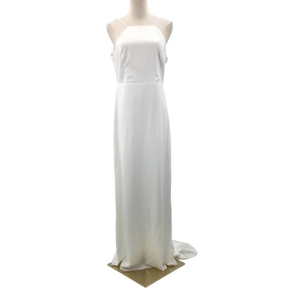 LULU'S SZ L Eternal Promise Ivory Satin Cowl Back Sleeveless Maxi Dress NEW B41 - Picture 2 of 9